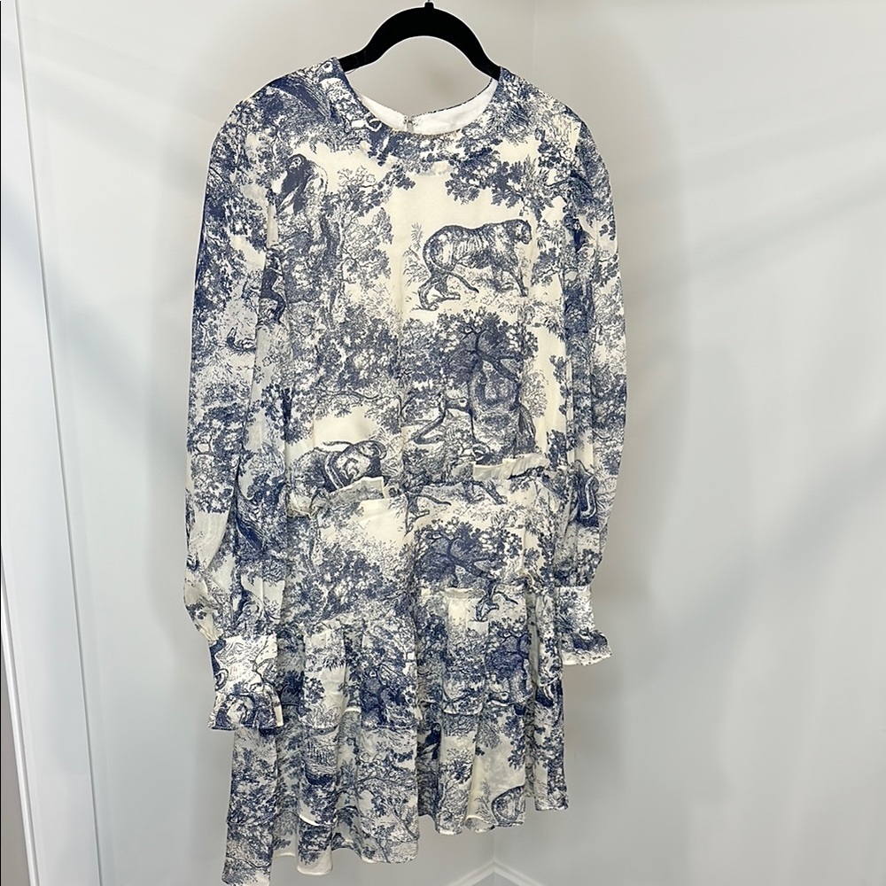 Blue and White Printed Dress